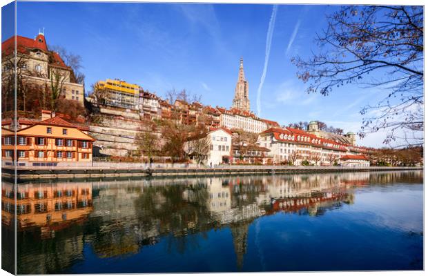 Aare river reflections of Bern Canvas Print by Svetlana Sewell