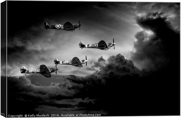 Spitfire Flight in Black & White Canvas Print by Kelly Murdoch