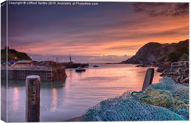  Ilfracombe Harbour Sunrise Canvas Print by clifford Spittle