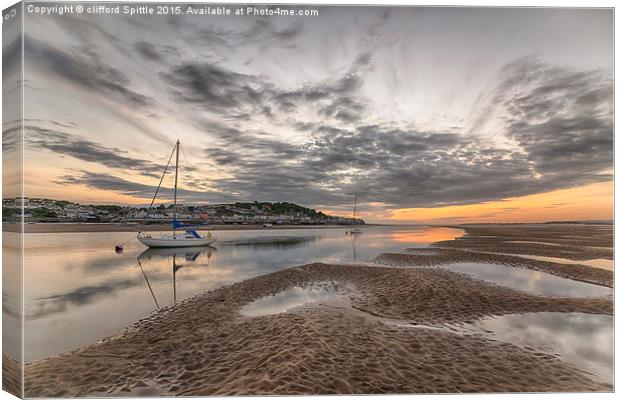  Sunset At Instow North Devon Canvas Print by clifford Spittle