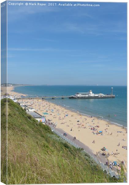 Bournemouth beach and pier looking towards Boscomb Canvas Print by Mark Roper