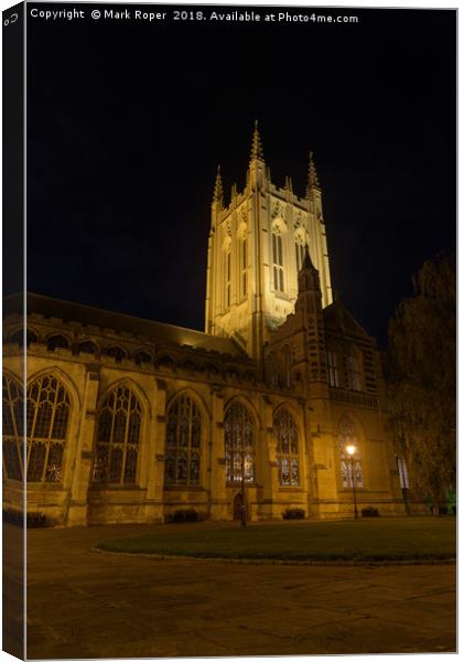 St Edmundsbury Cathedral in Bury St Edmunds at nig Canvas Print by Mark Roper