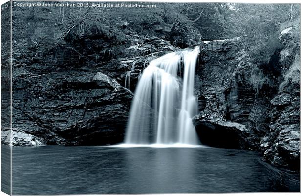  Falls of Falloch - Black and White Canvas Print by John Vaughan