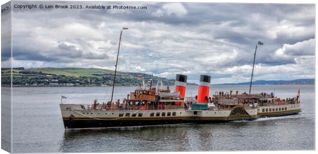 The Waverley Paddle Steamer at Blairmore Canvas Print by Len Brook
