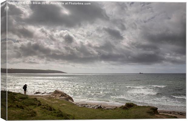  Cornwall Coast Path, nr. Par Sands Canvas Print by Len Brook