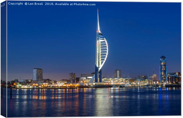 Portsmouth Harbour and The Spinnaker Tower Canvas Print by Len Brook