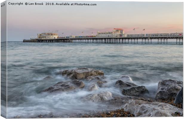 Worthing Pier Canvas Print by Len Brook