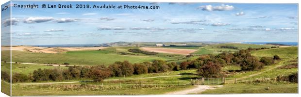 Cissbury Ring Panorama Canvas Print by Len Brook