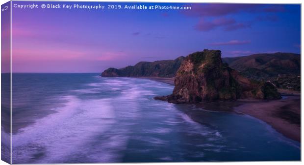 Lion's Rock, Piha Beach Canvas Print by Black Key Photography