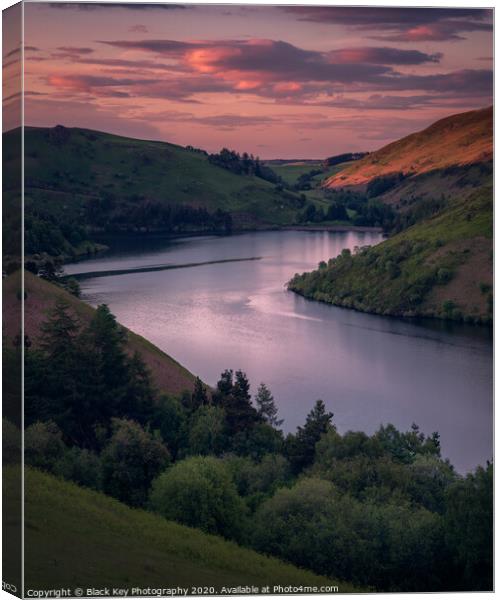 Llyn Clywedog Sunset Canvas Print by Black Key Photography