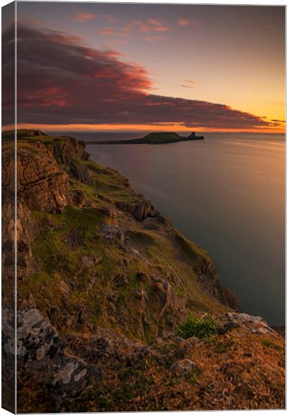 Worm's Head, Rhossili bay Canvas Print by Sandra Kepkowska