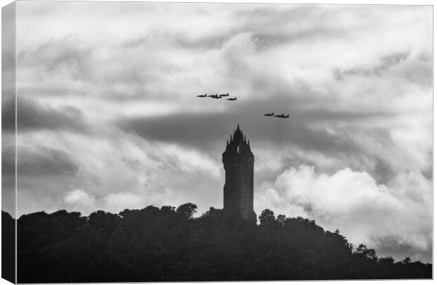 Red arrows flying over Wallace monument  Canvas Print by Jade Scott