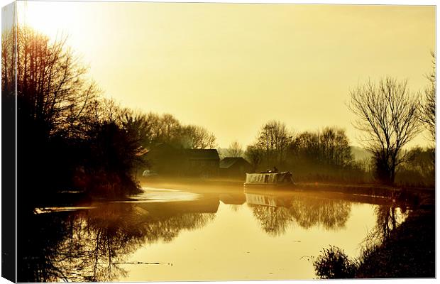  Late afternoon mist on the Canal Canvas Print by Rob Medway
