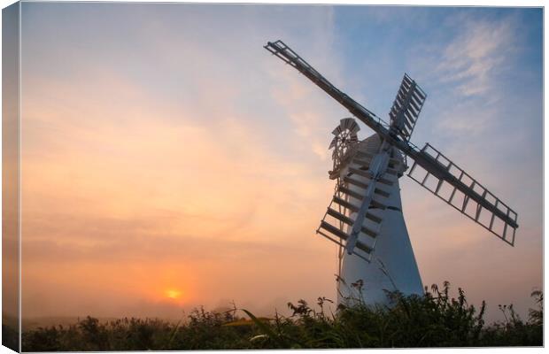 Thurne windmill at sunrise Canvas Print by tim miller