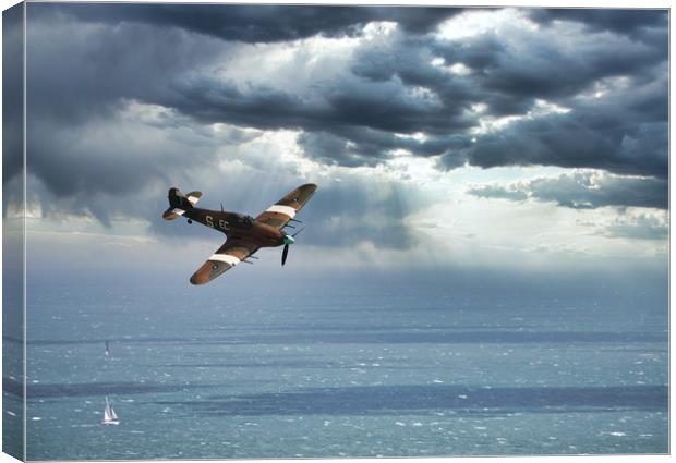 Hawker Hurricane over the English Channel Canvas Print by tim miller