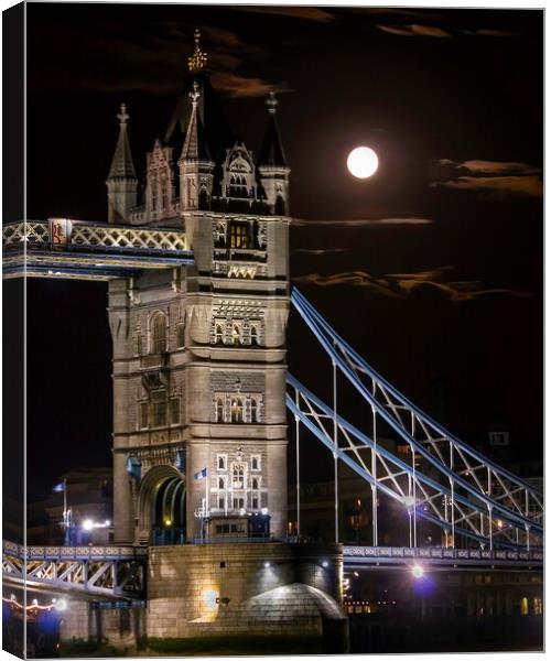 tower bridge by moonlight Canvas Print by tim miller