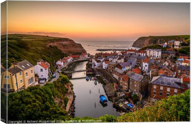 Sunrise at Staithes Canvas Print by Richard Murgatroyd