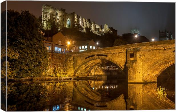 Durham Castle and Framwellgate Bridge by Night Canvas Print by Naylor's Photography