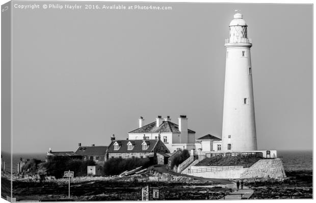  St Marys Island and Lighthouse in Mono Canvas Print by Naylor's Photography