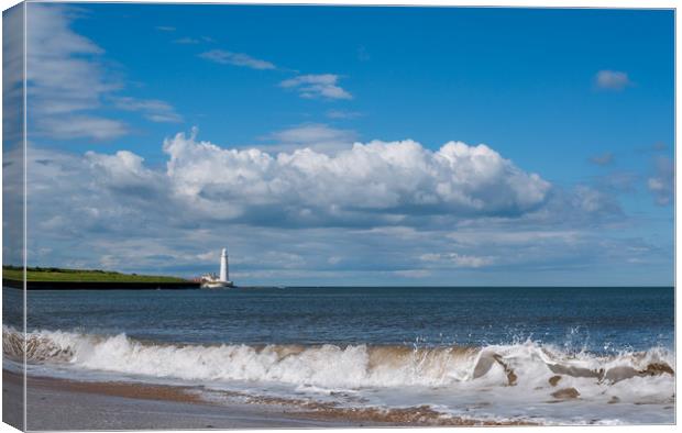 Waves and The Lighthouse............ Canvas Print by Naylor's Photography