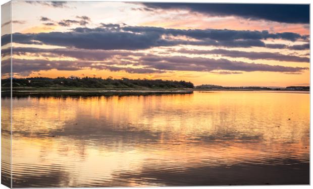 Budle Bay Sunset at high tide  Canvas Print by Naylor's Photography