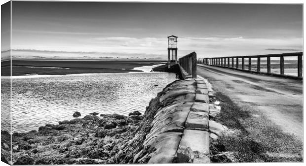 Refuge of Lindisfarne Causeway in Mono Canvas Print by Naylor's Photography