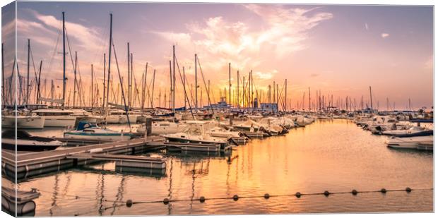 Fiery sunset over the Marina  Canvas Print by Naylor's Photography