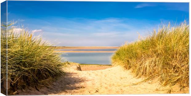 Through the dunes over to Budle Bay Canvas Print by Naylor's Photography