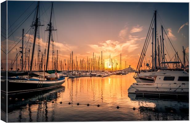 Sun Sets at Marina Rubicon  Canvas Print by Naylor's Photography