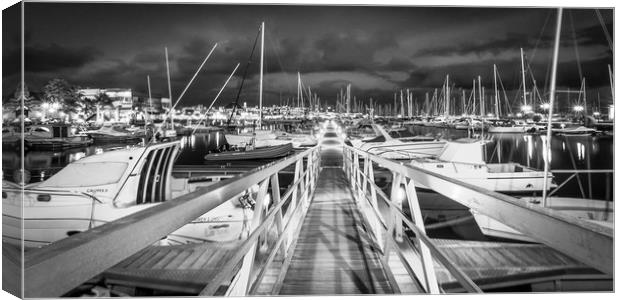 The Pontoon at the Marina Rubicon in Mono Canvas Print by Naylor's Photography