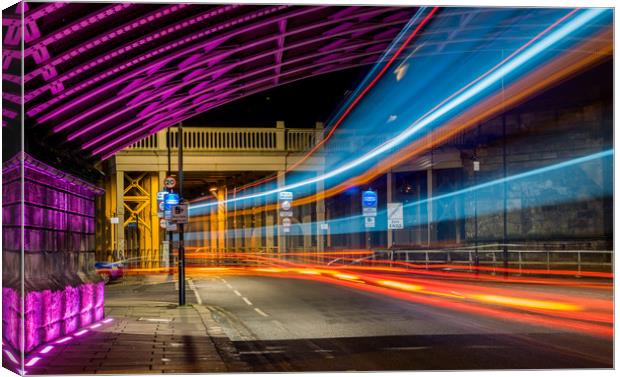 Light Trails High Level Bridge Canvas Print by Naylor's Photography