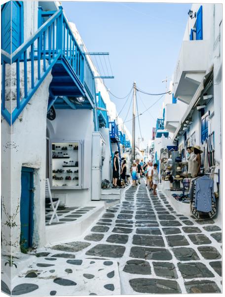 The Streets of Mykonos Canvas Print by Naylor's Photography