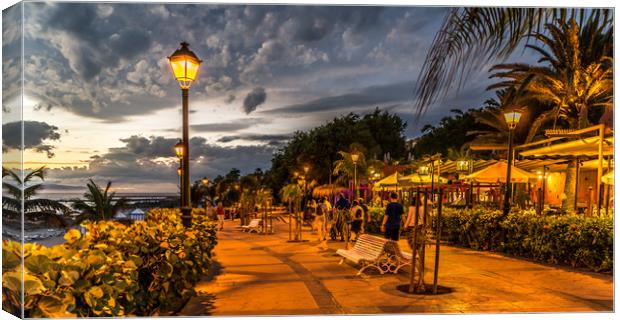 Costa Adeje seafront evening strolls Canvas Print by Naylor's Photography