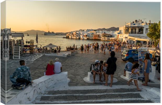 Mykonos charm in the evening Canvas Print by Naylor's Photography