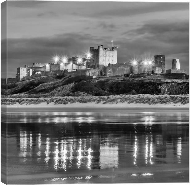 Bamburgh Castle Evening Reflections Canvas Print by Naylor's Photography