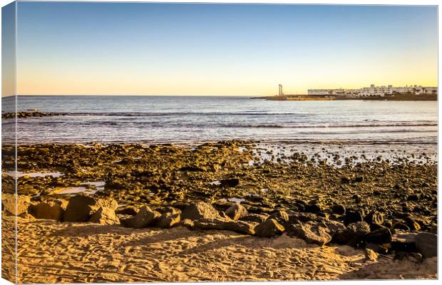 Playa de Las Cucharas in Costa Teguise in Lanzarot Canvas Print by Naylor's Photography
