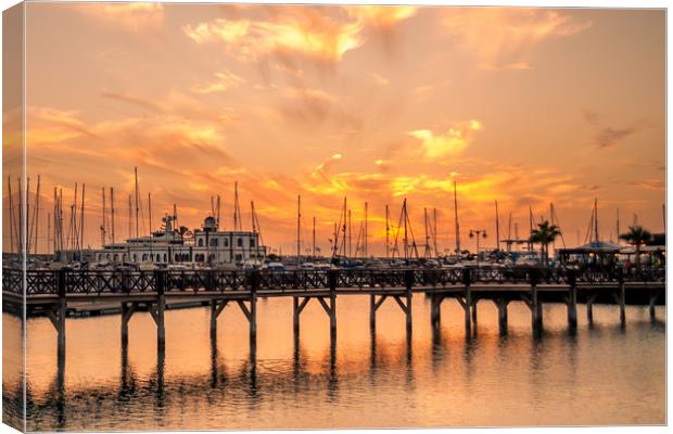 The beautiful sunset at Marina Rubicon Canvas Print by Naylor's Photography