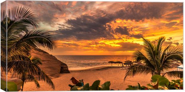Flaming skies at Playa del Duque Canvas Print by Naylor's Photography
