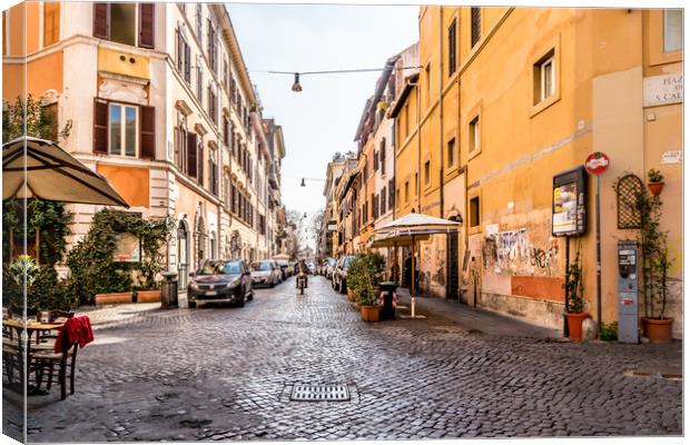 Cobblestone streets of Trastevere  Canvas Print by Naylor's Photography