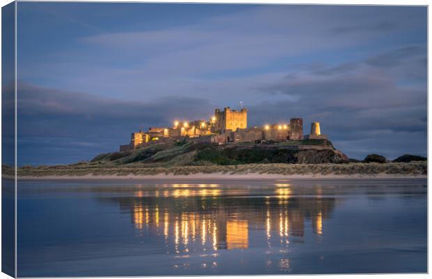 Bamburgh Castle Blue Hour Canvas Print by Naylor's Photography