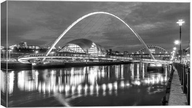 Newcastle quayside evening in mono Canvas Print by Naylor's Photography
