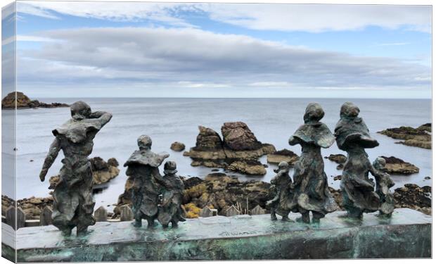 The two Bees memorial at St. Abbs  Canvas Print by Naylor's Photography