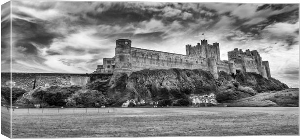 Black and White beauy Bamburgh Castle  Canvas Print by Naylor's Photography