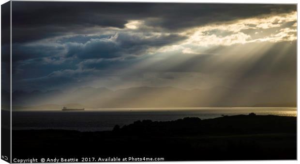 Ship in the sunrays Canvas Print by Andy Beattie