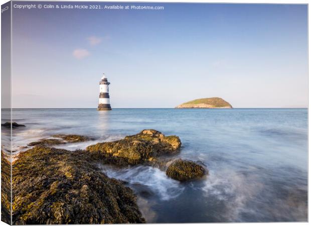 Evening Light, Penmon Lighthouse, Anglesey Canvas Print by Colin & Linda McKie