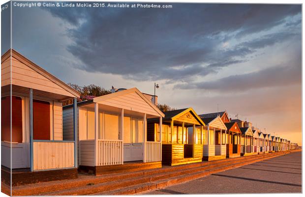 Beach Huts, Southwold at Sunrise 5 Canvas Print by Colin & Linda McKie