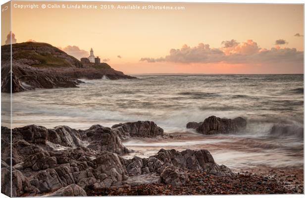 Bracelet Bay and The Mumbles Lighthouse Canvas Print by Colin & Linda McKie