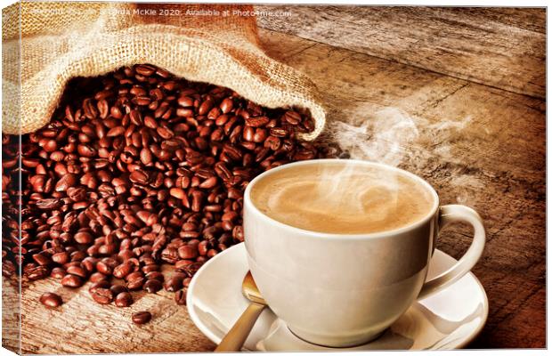 Coffee and Sack of Coffee Beans Canvas Print by Colin & Linda McKie