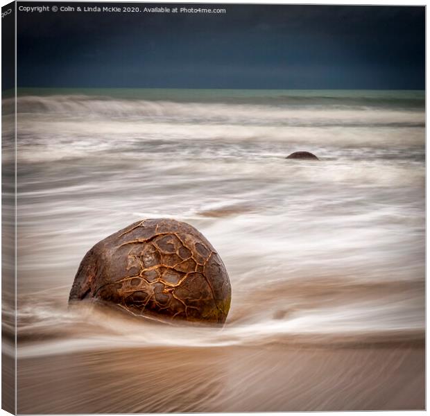 Moeraki Boulders, New Zealand Canvas Print by Colin & Linda McKie