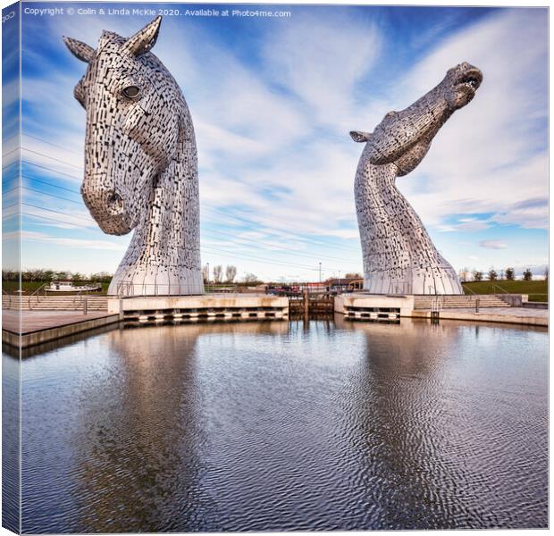'The Kelpies' Canvas Print by Colin & Linda McKie